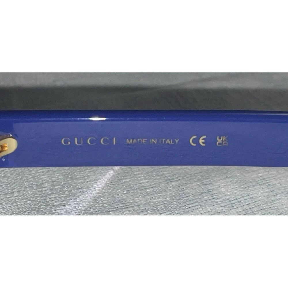 GUCCI GG1141O 002 Blue  Gold Trim 56mm Eyeglass Frames  /Sunglass Frames Only